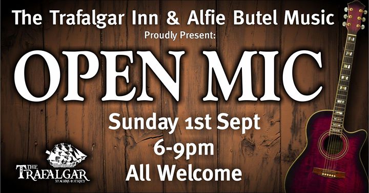 Poster for open mic 1st September 2019 hosted by Alfie Butel
